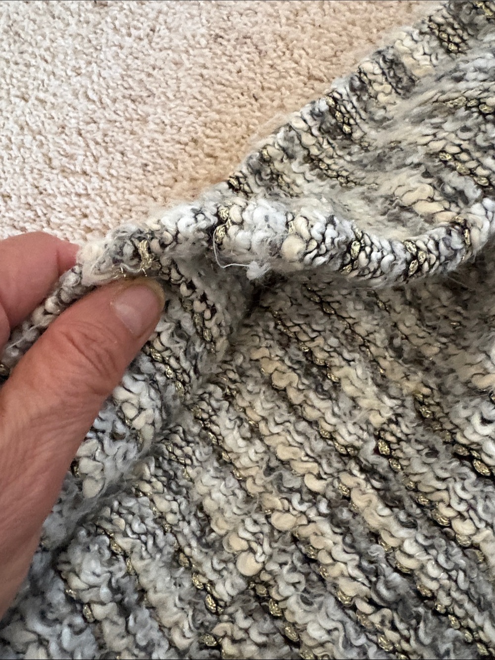 H&M Women's Black and White Textured Bouclé Open Cardigan - Picture 7 of 9